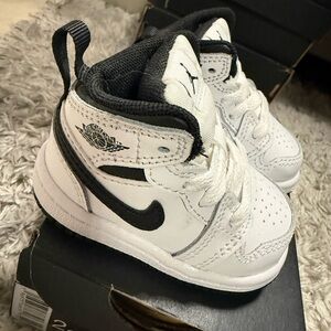 Nike Kids White and Black High-Top Sneakers